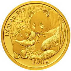 2005版熊猫金质100元图片