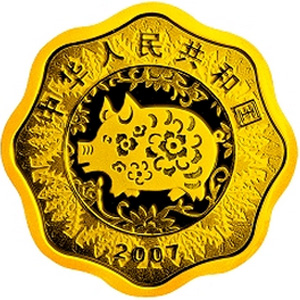 2007中国丁亥猪年梅花形金质10000元图片
