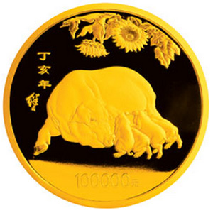 2007中国丁亥猪年金质100000元图片