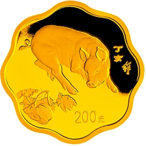 2007中国丁亥猪年梅花形金质200元图片