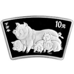 2007中国丁亥猪年扇形银质图片