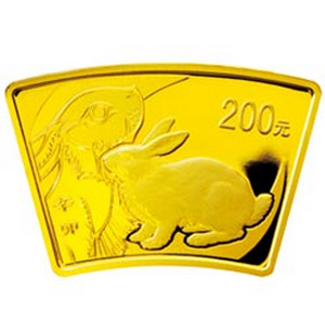 2011中国辛卯兔年扇形金质图片