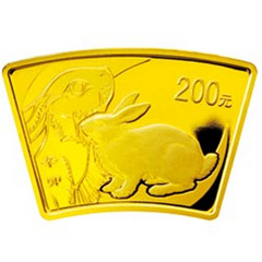 2011中國辛卯兔年扇形金質紀念幣