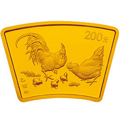 2005中国乙酉鸡年扇形金质纪念币