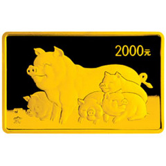 2007中国丁亥猪年长方形金质纪念币