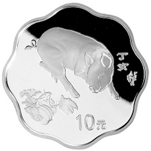 2007中国丁亥猪年梅花形银质图片