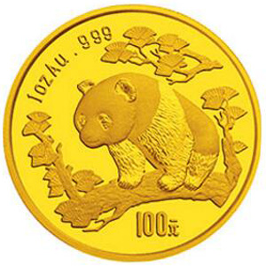 1997版熊猫金质100元图片