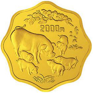 中国乙亥猪年梅花形金质2000元图片