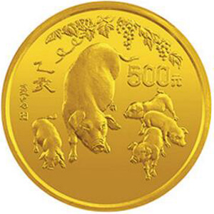 中国乙亥猪年金质500元图片