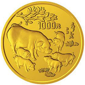 中国乙亥猪年金质1000元图片