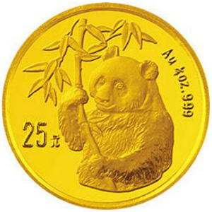 1995版熊猫金质25元图片