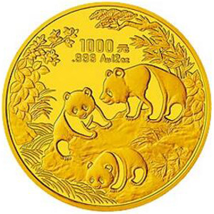 1992版熊猫金质1000元图片