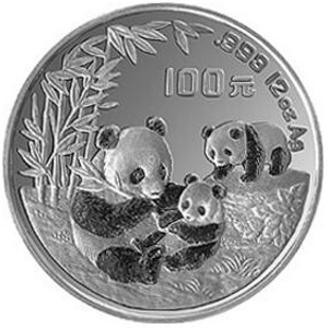 1995版熊猫银质100元图片