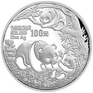 1991版熊猫银质100元图片