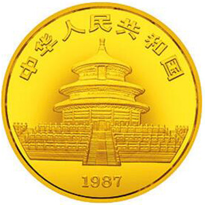 1987版熊猫普制金质100元图片